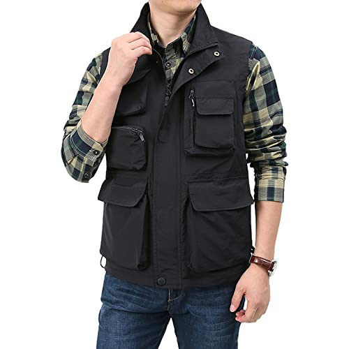 aromm Outdoor Westen für Weiblich Multi-Taschen Wasserdicht Arbeitsweste Jacke Schwarz, XXL von aromm