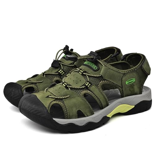 Herren Outdoor-Wandersandalen, Sommer, Strand, geschlossener Zehenbereich, Wassersandale, wasserdicht, bequem, Abenteuer, Sport, Sport, Wandern, Reisen, Sandalen ( Color : Green , Size : 38 EU ) von arphinneon