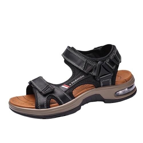 arphinneon Sportliche Herren-Sandalen, offene Zehen, Wandern, rutschfeste Outdoor-Sandalen, Luftpolster, Sport, lässige Strandsandalen (Color : Black, Size : 38 EU) von arphinneon