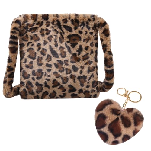 arrderly 1 Stück Plüsch Taschen Leopardenmuster Tasche Modische Handtasche, Umhängetasche Mit Leopardenmuster, Leopard Umhängetasche Für Mädchen Schule Arbeit Reisen von arrderly