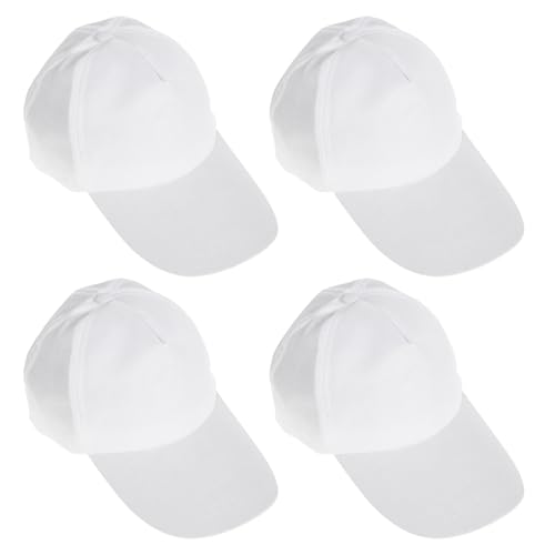 arrderly 4 Stück Graffiti Kappe DIY Kappe Kinder Weiß, DIY Baseballcap, Kreative Unbelegte Kunst Anstrich Hut Mütze Kappen für Indoor Family Interaktiv Aktivitätsset von arrderly