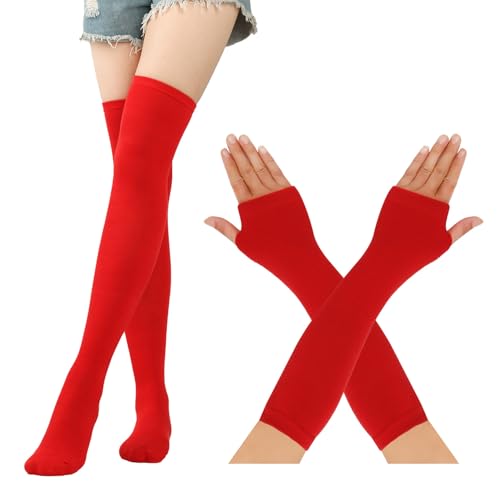 arrderly Damen Kniestrümpfe Damen Overknee Sockenn Hohe Retro Socken Handschuhe, Rollenspielen, Partys, Tänzen oder täglicher Verschleiß von arrderly