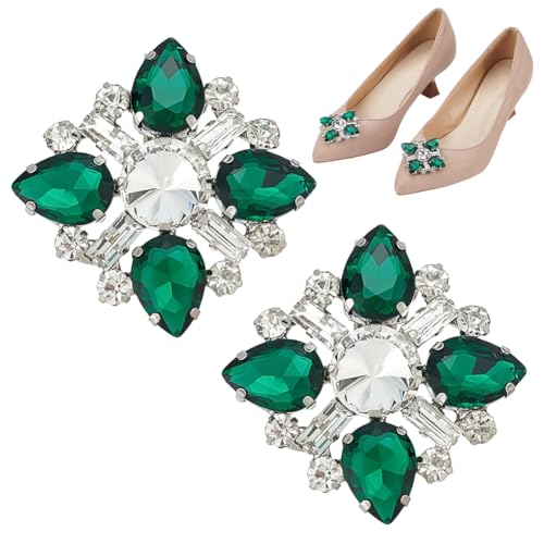 arricraft 2 Paar Schuhclips Mit Strasssteinen Abnehmbare Schuhdekorationen Mit Grünem Nashorn Und Strasssteinen Mit Schuhschnallen Aus Platinlegierung Funkelnde Dekoration Für Frauen Hochzeit von arricraft