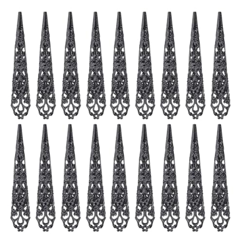 arricraft 20 Stück Fingernagel Krallenring 3.14 Zoll Lange Fingerkrallen Antike Königin Fingernagel Schwarze Metall Nagelringe Verlängerung Für Halloween Party Cosplay Kostüme Vampir Zubehör von arricraft