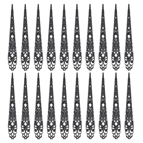 arricraft 20 Stück Fingernagel Krallenring 4.8 Zoll Lange Fingerkrallen Fingernagelverlängerung Aus Schwarzem Metall Im Stil Der Alten Königin Für Halloween Partys Cosplay Kostüme Tanzshows von arricraft