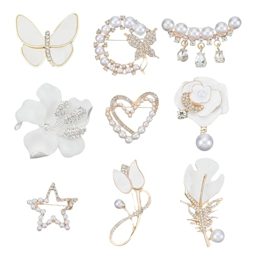 arricraft Brosche Mit Strasssteinen Legierung 9 Stück 9 Stile Herz Schmetterling Blumen Kristall Kleidung Pins Groß Für Party Bankett Damen Schal Kleid Mantel Dekoration Zubehör von arricraft