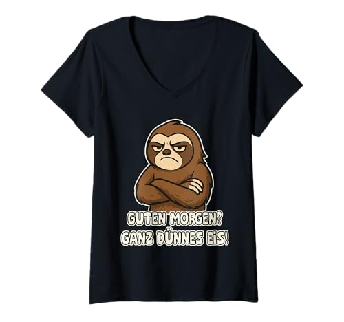 Damen Lusitges Faultier mit Spruch T-Shirt mit V-Ausschnitt von art(ist)design