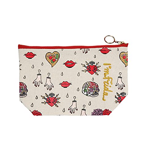 art&design24 I'm Frida Clutch Bag, Clutch Bag aus Baumwolle, Tasche aus recycelten Fasern, 24 x 16 x 7 cm, Pattern I'm Frida, Farbe Ecru von art & design 24