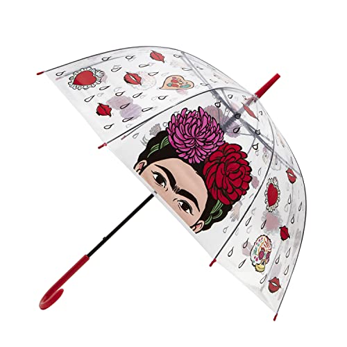 art&design24 I'm Frida Regenschirm, Regenschirm, Transparent mit rotem Griff, Automatiköffnung, Ø 105 cm, Winddichter Schirm von art & design 24