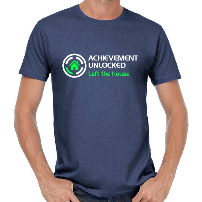 Achievement Unlocked Left The House Geek Gamer Nerd Gaming Sprüche Spruch Comedy Spaß Lustig Feier Party Arbeit Geschenkidee Fun T-Shirt von artSHIRT24