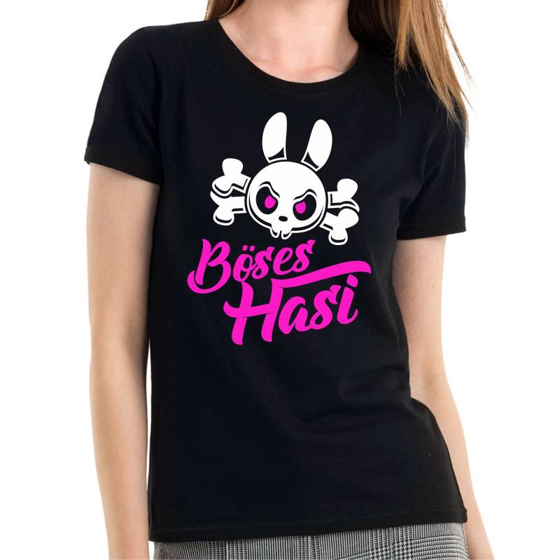 Böses Hasi Böser Hase Bunny Totenkopf Cartoon Comic Sprüche Spruch Comedy Spaß Lustig Feier Party Urlaub Fun Girlie Damen Lady T-Shirt von artSHIRT24
