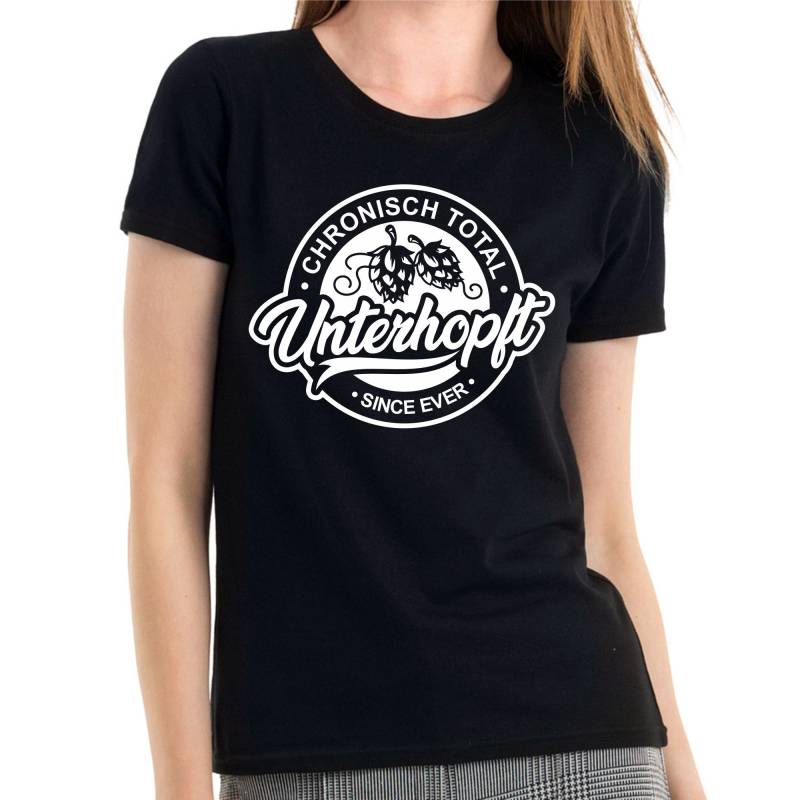 Chronisch Total Unterhopft Bier Brauerei Oktoberfest Festival Party Freizeit Sprüche Spruch Spaß Comedy Lustig Fun Girlie Damen Lady T-Shirt von artSHIRT24