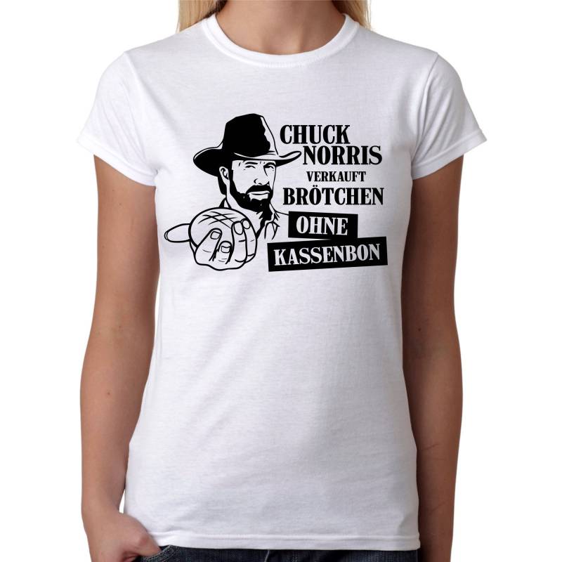 Chuck Norris Verkauft Brötchen Ohne Kassenbon Pflicht Spaß Spruch Sprüche Meme Lustig Comedy Fun Humor Witze Bäckerei Bäcker Damen T-Shirt von artSHIRT24