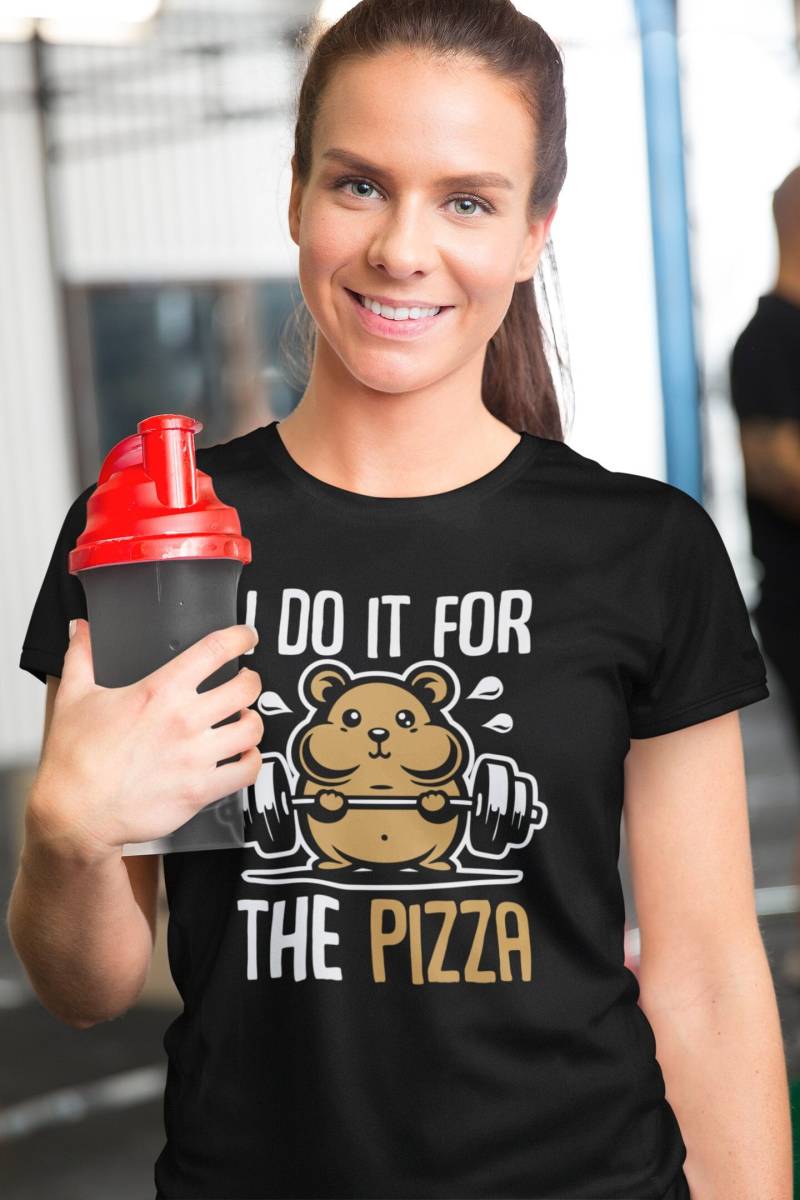 Damen T-Shirt I Do It For The Pizza Hamster Gym Sport von artSHIRT24