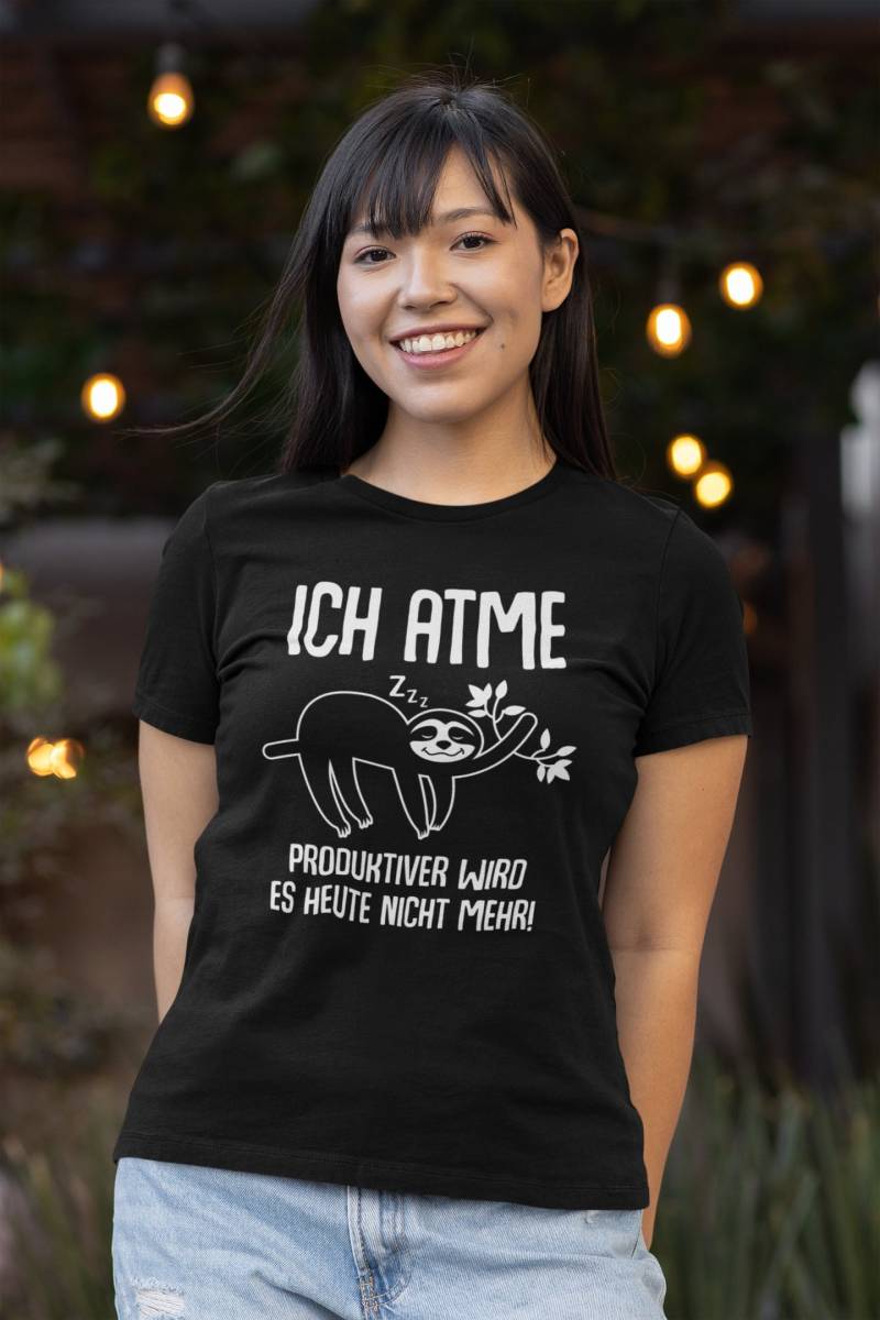 Damen T-Shirt Ich Atme - Produktiver Wird Es Heute Nicht Mehr Faultier von artSHIRT24