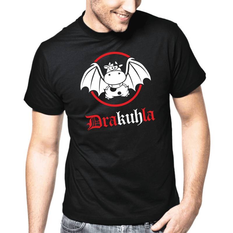 Drakuhla Dracula Vampir Kuh Cow Fun Comic Cartoon Maskotchen Mascot Sprüche Spruch Comedy Spaß Lustig Geschenkidee T-Shirt von artSHIRT24