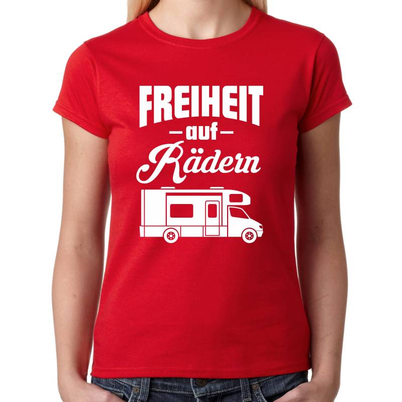Freiheit Auf Rädern Wohnmobil Wohnwagen Camper Camping Campingplatz Travel Reisen Urlaub Spruch Sprüche Fun Outdoor Geburtstag Damen T-Shirt von artSHIRT24