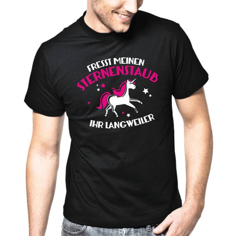 Fresst Meinen Sternenstaub Ihr Langweiler Einhorn Unicorn Glitzer Neon Pink Sprüche Spruch Comedy Spaß Lustig Geschenkidee Fun T-Shirt von artSHIRT24