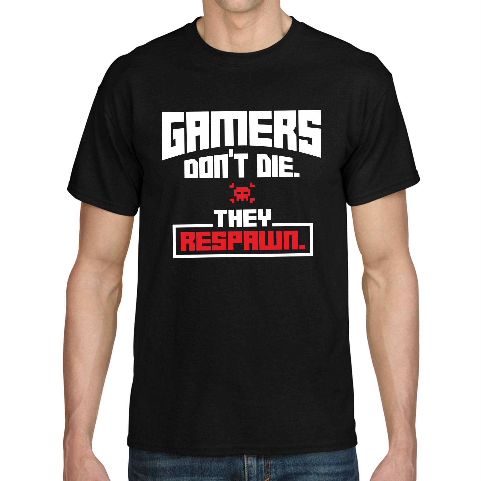 Gamers Don't Die. They Respawn. Gamer Games Geek Nerd It Admin Computer Streamer Zocker Sprüche Spruch Spaß Lustig Comedy Humor Fun T-Shirt von artSHIRT24
