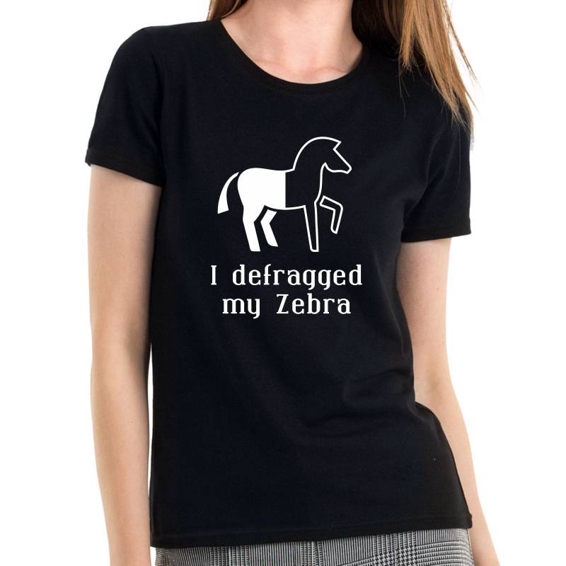 I Defragged My Zebra Geek Nerd Gamer Gaming Sprüche Spruch Comedy Spaß Lustig Feier Party Urlaub Arbeit Fun Funny Girlie Damen Lady T-Shirt von artSHIRT24