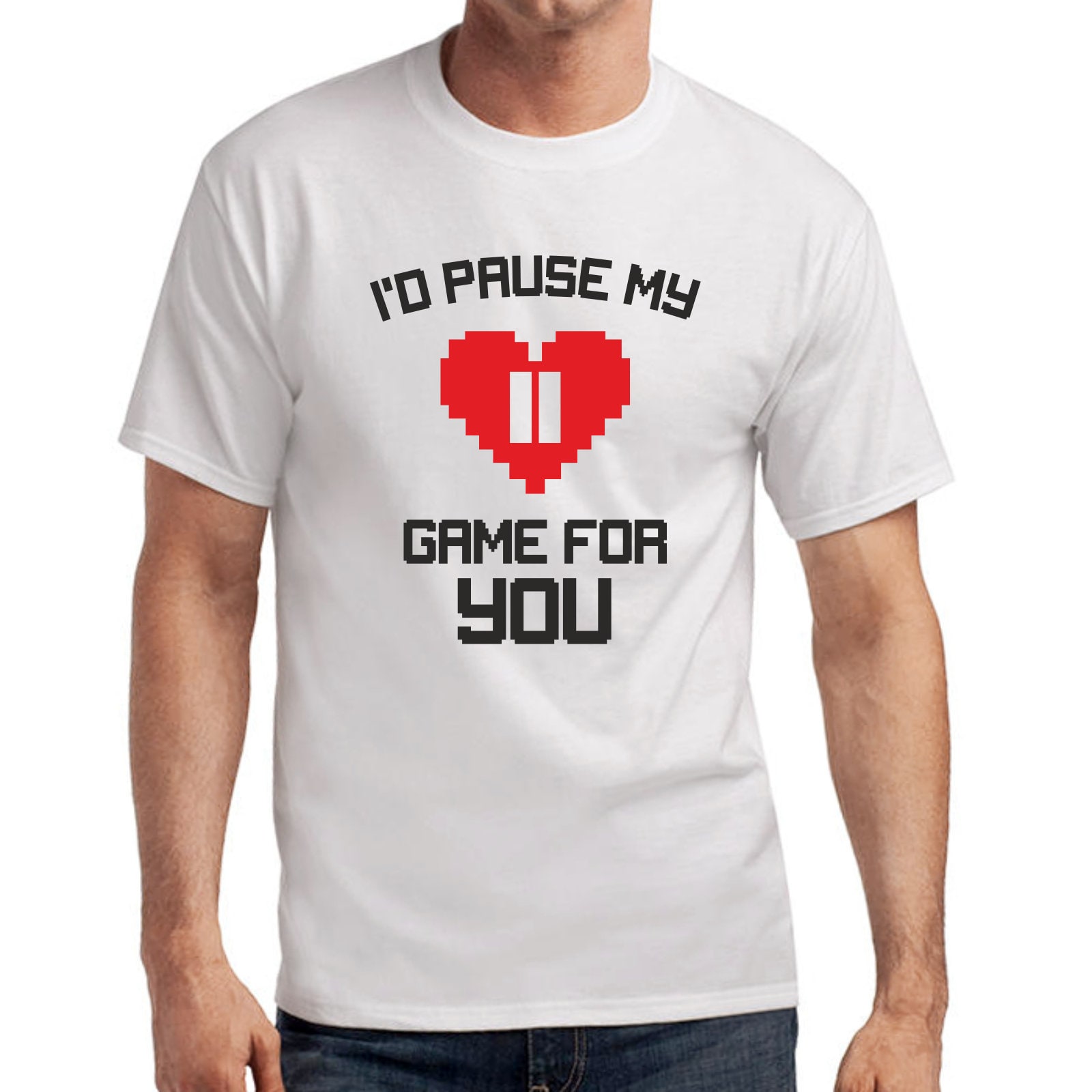I'd Pause My Game For You Geek Gamer Nerd 8Bit 8 Bit Pixel Herz Heart Gaming Games Retro Sprüche Spruch Comedy Spaß Lustig Fun T-Shirt von artSHIRT24