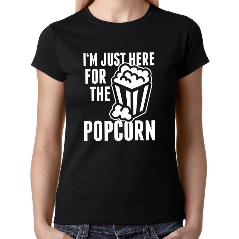 I'm Just Here For The Popcorn Kino Cinema Film Movie Sprüche Spruch Spaß Lustig Meme Comedy Fun Kommentar Geschenkidee Lady Damen T-Shirt von artSHIRT24