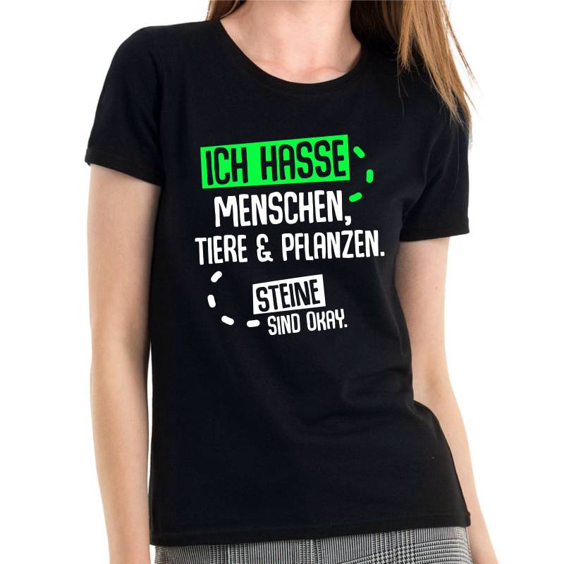Ich Hasse Menschen Tiere & Pflanzen Steine Sind Okay Sprüche Spruch Comedy Spaß Lustig Feier Party Urlaub Fun Girlie Damen Lady T-Shirt von artSHIRT24