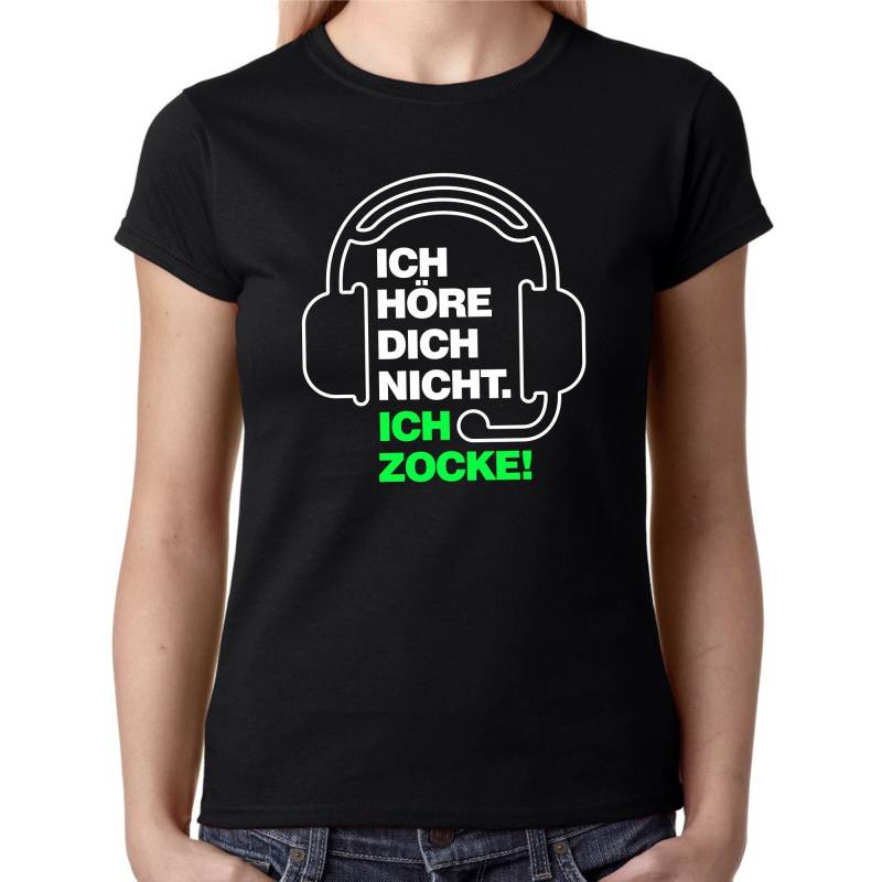 Ich Höre Dich Nicht Ich Zocke Gamer Games Gaming Spieler Zocker Daddel Spaß Lustig Comedy Sprüche Headphones Fun Girlie Damen Lady T-Shirt von artSHIRT24