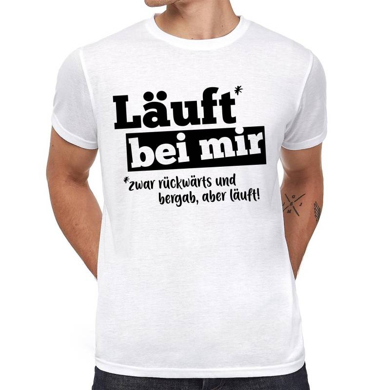 Läuft Bei Mir - Zwar Rückwärts Und Bergab, Aber Läuft Spruch Sprüche Comedy Spaß Fun Lustig Humor Gag Witzig Geschenkidee Freizeit T-Shirt von artSHIRT24