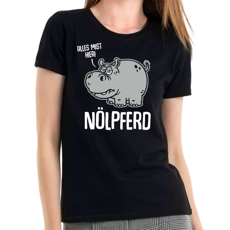 Nölpferd Alles Mist Hier Nilpferd Hippo Cartoon Comic Sprüche Spruch Comedy Spaß Lustig Party Urlaub Arbeit Fun Girlie Damen Lady T-Shirt von artSHIRT24