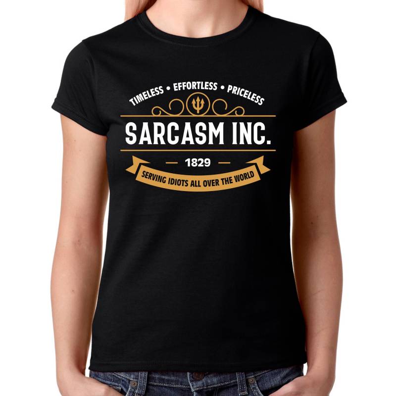 Sarcasm Inc. Sarkasmus Ironie Irony Böse Evil Teuflisch Sprüche Spruch Spaß Lustig Comedy Bosheit Fun Trend Party Girlie Damen Lady T-Shirt von artSHIRT24