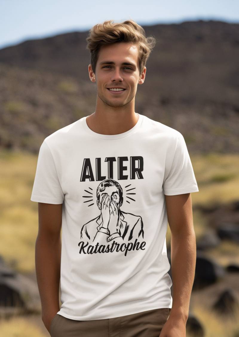 T-Shirt Alter Katastrophe Facepalm Retro Vintage Herren Unisex von artSHIRT24