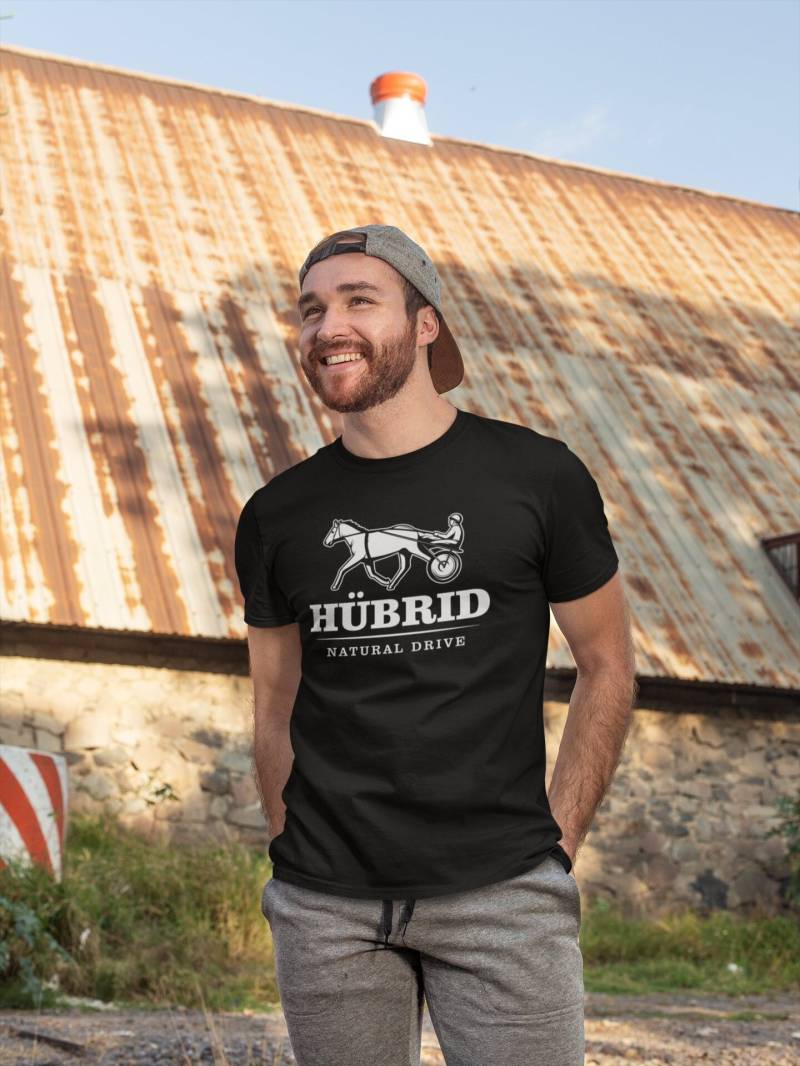 T-Shirt Hübrid Hü Brid Hybrid Pferd Kutsche Klima E-Auto Herren Unisex von artSHIRT24