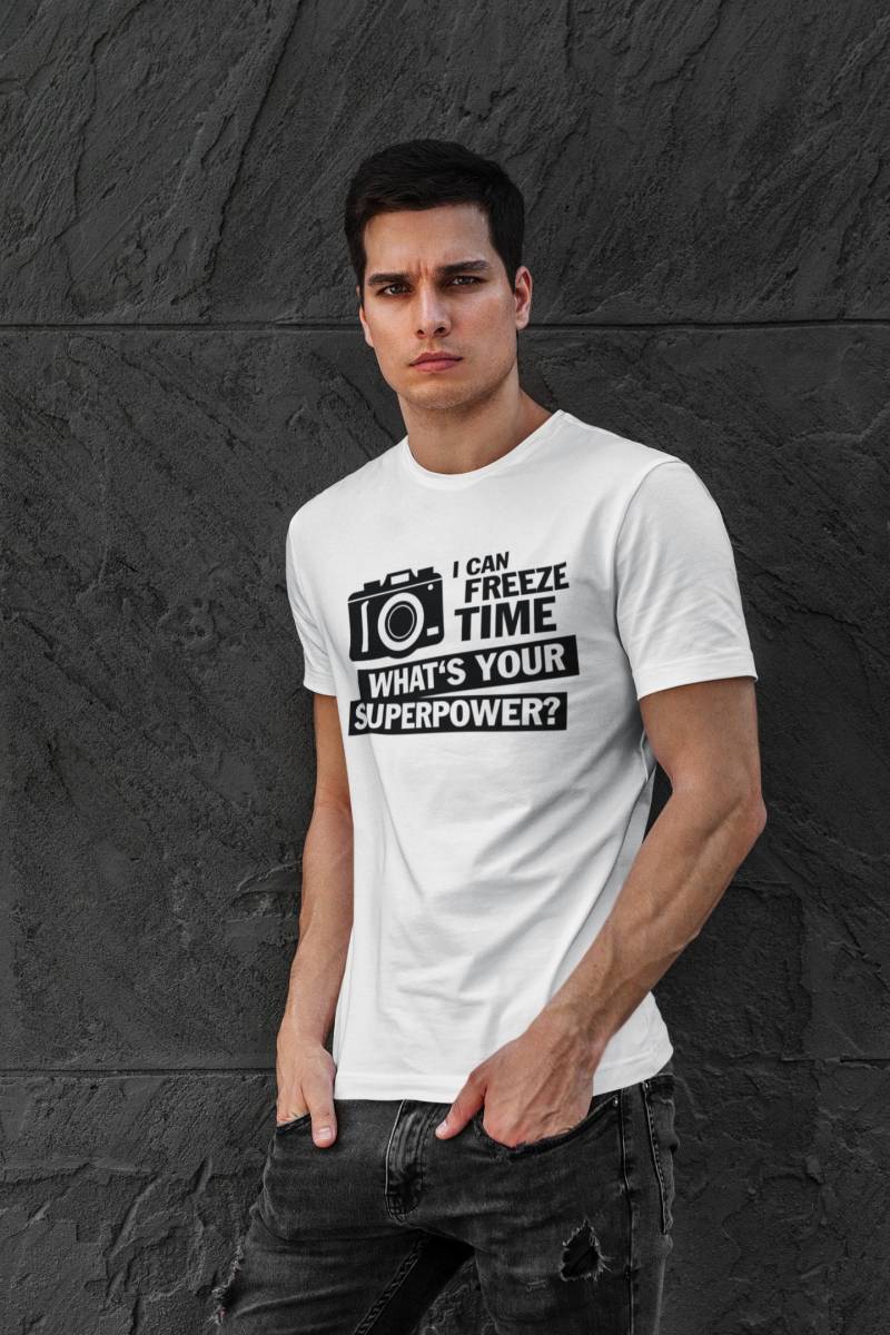 T-Shirt I Can Freeze Time What's Your Superpower? | Fotograf Kamera Herren Unisex von artSHIRT24