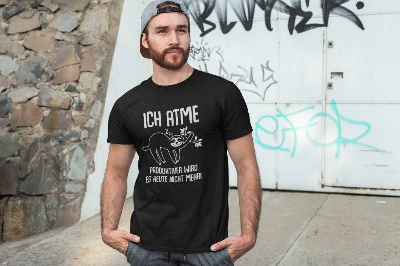 T-Shirt Ich Atme - Produktiver Wird Es Heute Nicht Mehr Faultier Herren Unisex von artSHIRT24