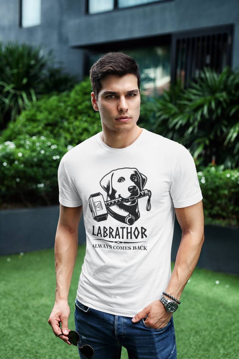 T-Shirt Labrathor Labrador Thor Hund Superheld Cartoon Herren Unisex von artSHIRT24