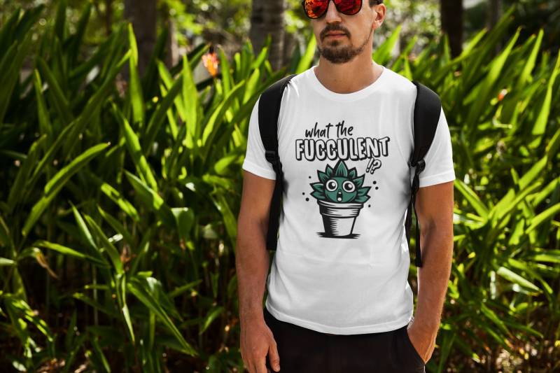 T-Shirt What The Fucculent Sukkulente Kaktus Garten Pflanze Cartoon Herren Unisex von artSHIRT24