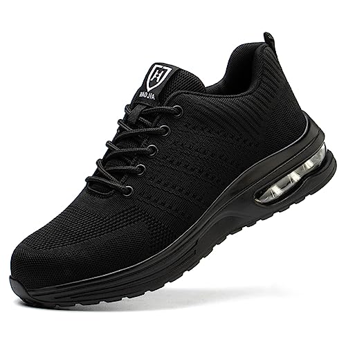 Sicherheitsschuhe Herren Arbeitsschuhe S3 Damen Leichte Breite füße Stahlkappenschuhe Rutschfeste Sportlich Arbeitsk Schutzschuhe Stahlkappe Sneaker Männer Arbeits & Berufsschuhe (Schwarz, 37EU) von artSew