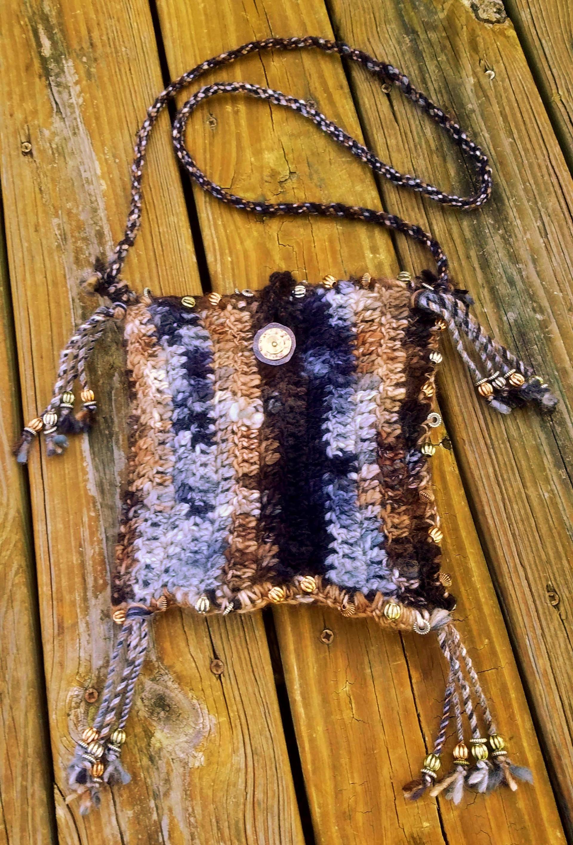 Boho Hippy Perlen Cross Body Handtasche Hand Gehäkelt von artYARNetc
