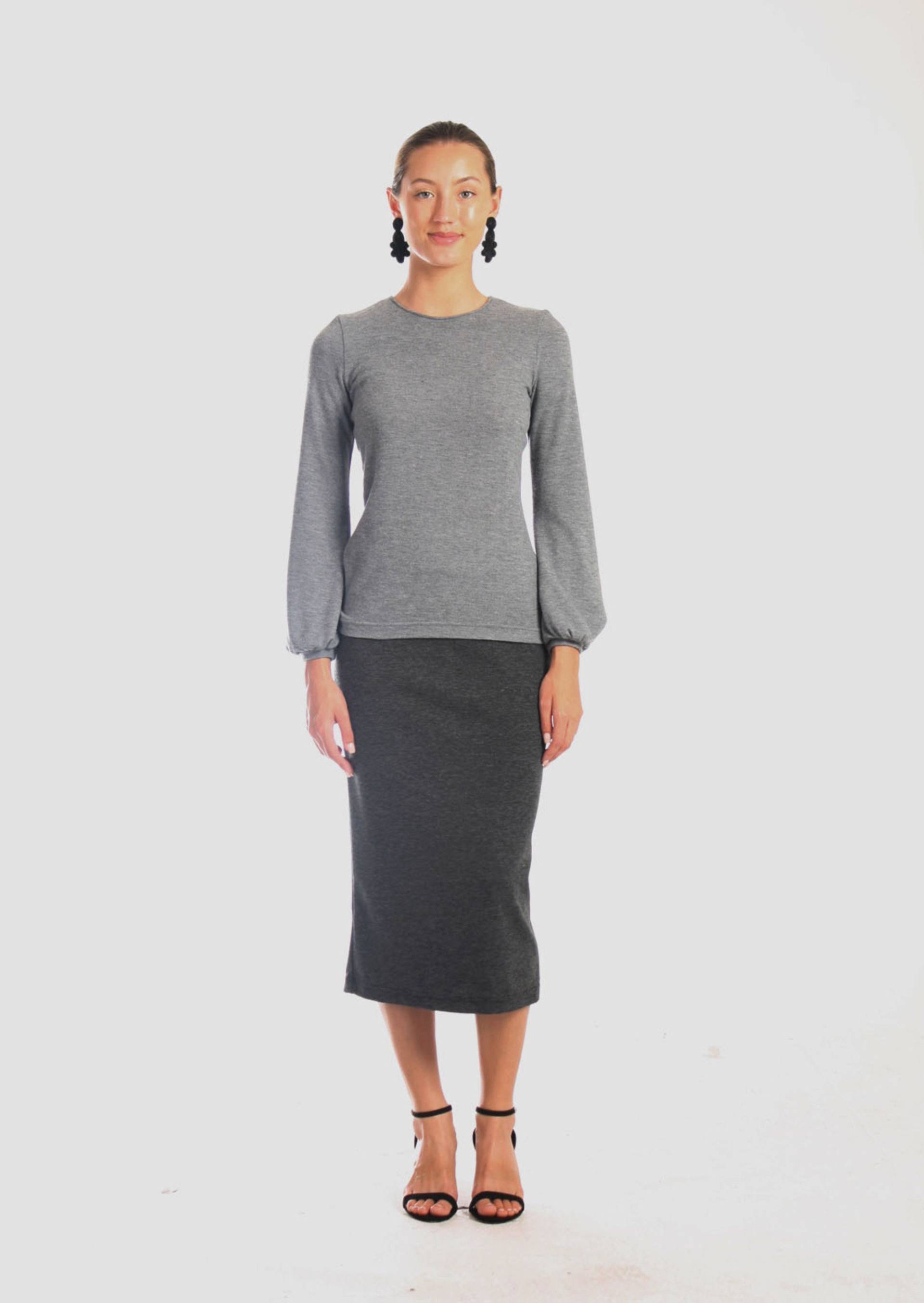 Grauer Ballon Pullover/Rundhals Bloluson Pull Over Feiner Mit Puffärmel Geschenk Für Freundin Leichter Winter von artaffect