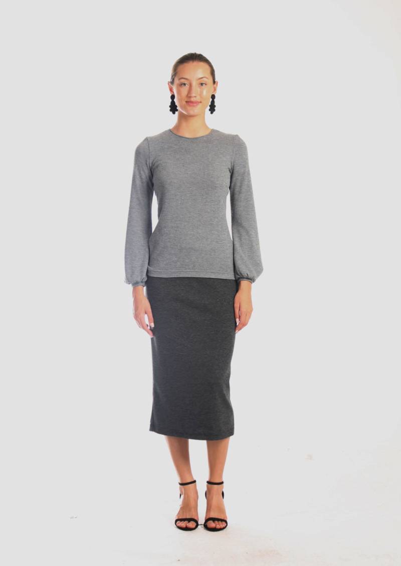 Grauer Ballon Pullover/Rundhals Bloluson Pull Over Feiner Mit Puffärmel Geschenk Für Freundin Leichter Winter von artaffect