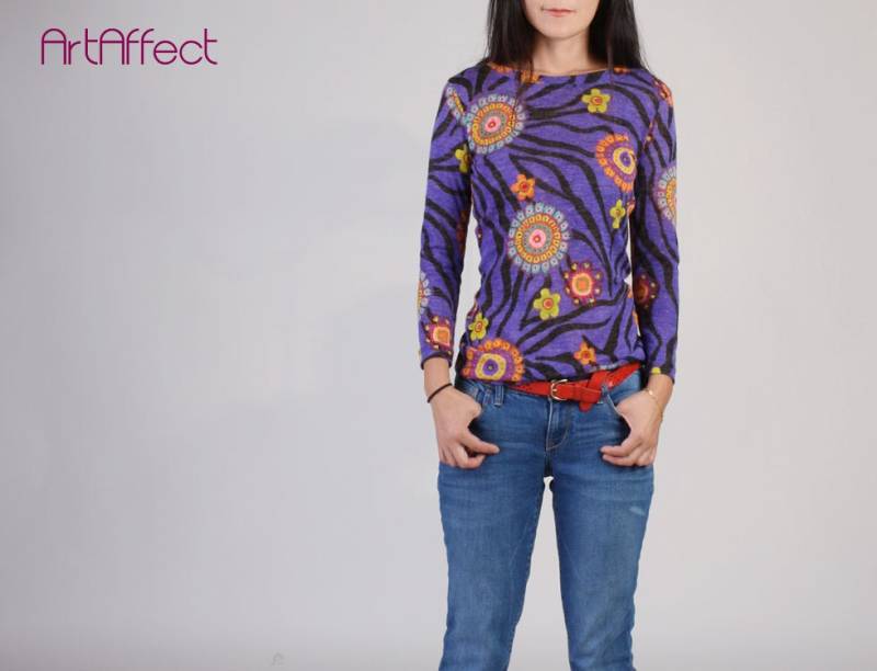 Lila Frühling Leichter Pullover/Floral Mit Drei Quater Ärmel Rundhalspullover Süßer Plus Größe Slim Pull Over Lila Frühling Leichter Pullover/Floral Mit Drei Quater Ärmel Rundhalspullover Süßer Plus Größe Slim Pull Over von artaffect