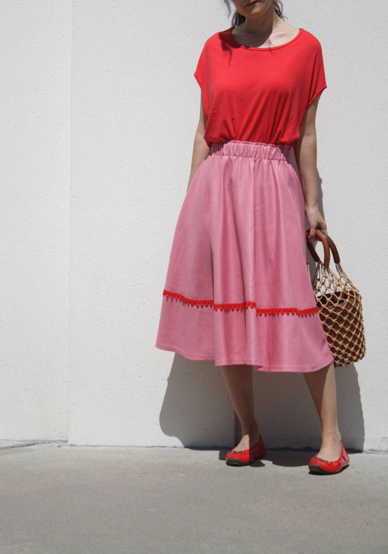 Rote Modal Tunika Top Kurzarm Relaxed Fit Bluse von artaffect