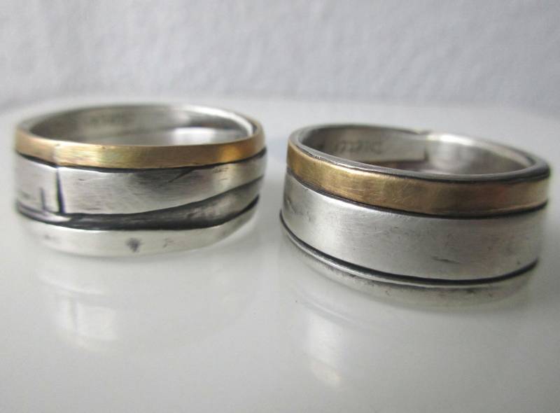 Ausgefallene Trauringe Extravagant Silber 14K Rotgold Rosegold Gelbgold Boho von artargentum