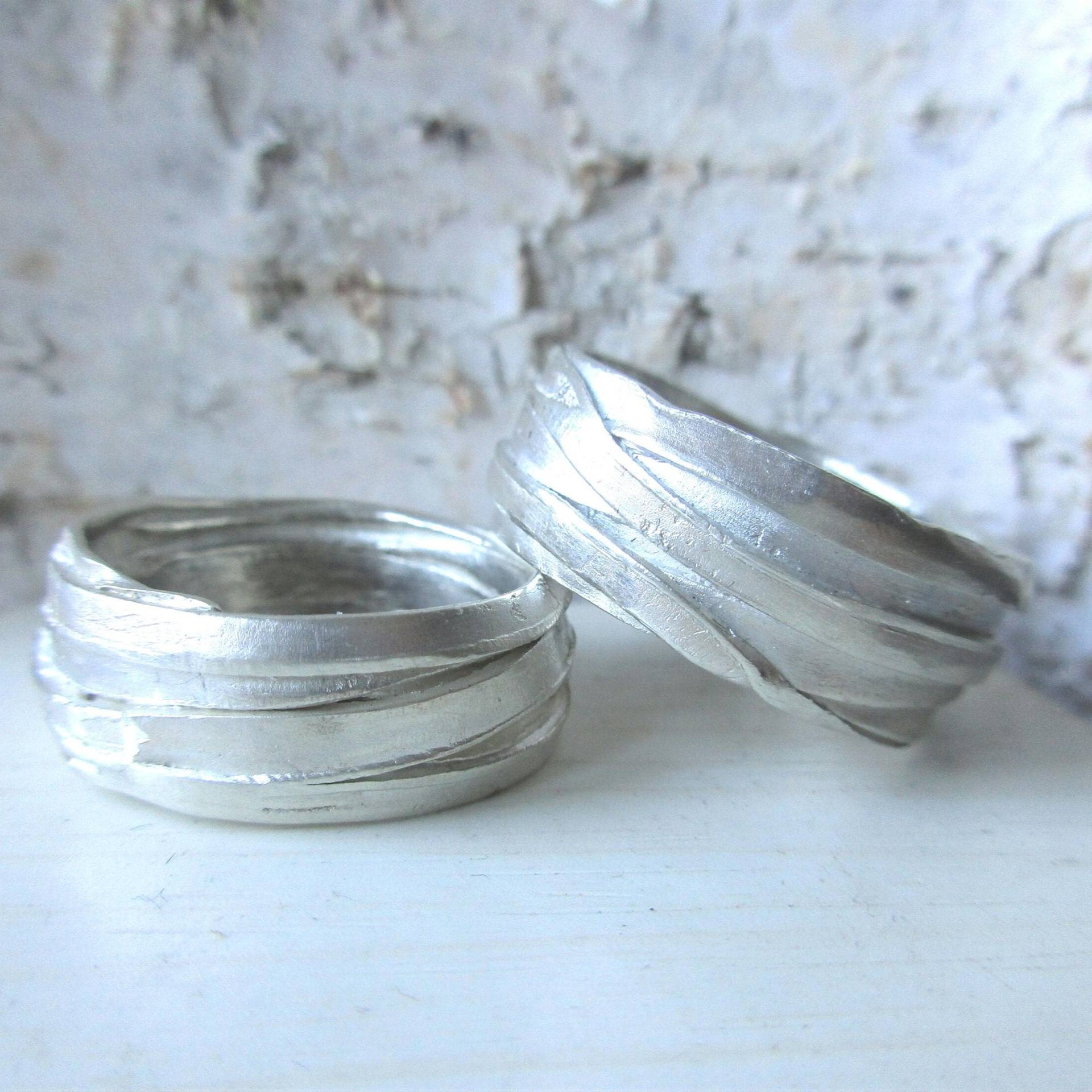 Breite Silber Eheringe Gewickelt Ringpaar Massiv Breite Silber Eheringe Gewickelt Ringpaar Massiv von artargentum