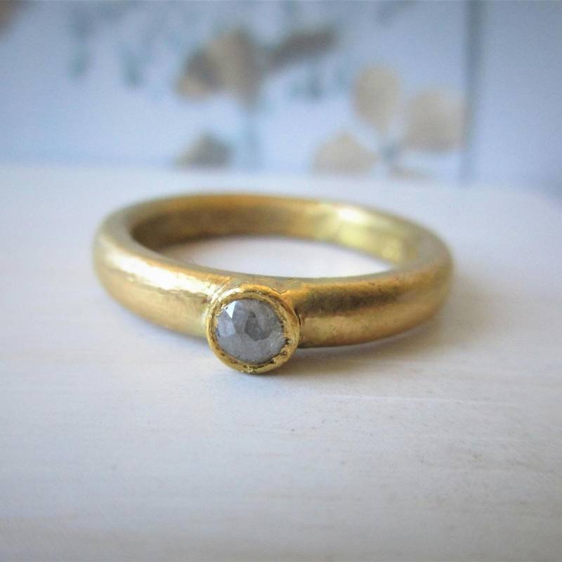 Damenring Goldring Rosenschliff Diamant Grau Massiv von artargentum