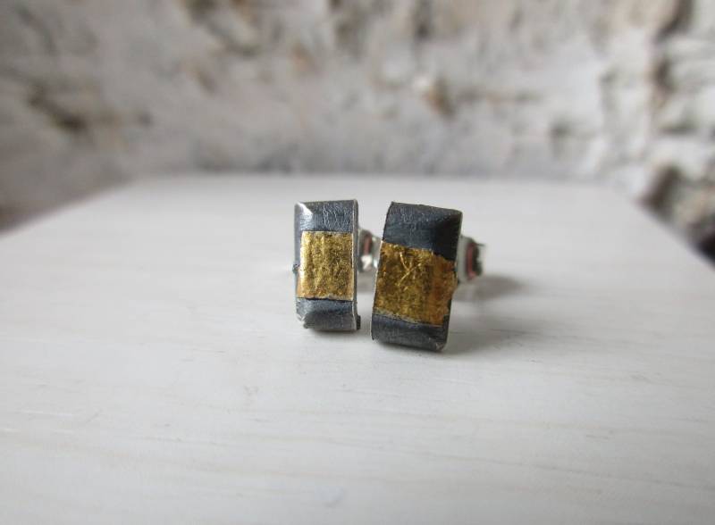 Eckige Ohrstecker Silber Gold Geschwärzt Unisex Eckige Ohrstecker Silber Gold Geschwärzt Unisex von artargentum