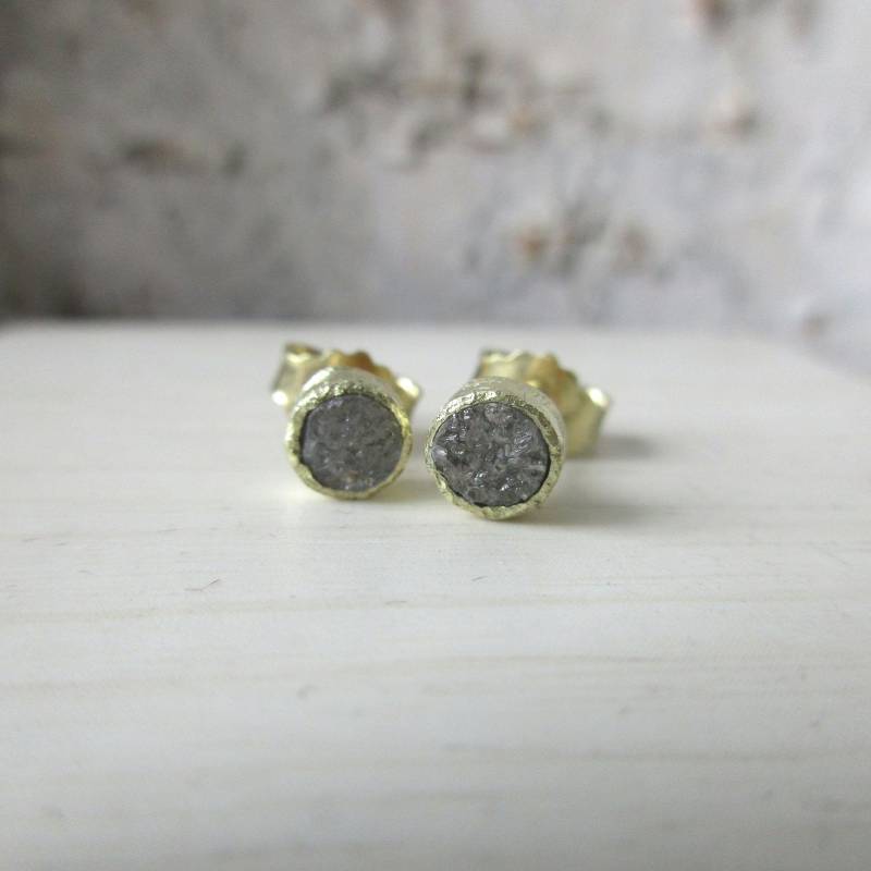 Ohrstecker Klein Rund Rohdiamant Gold Oder Silber von artargentum