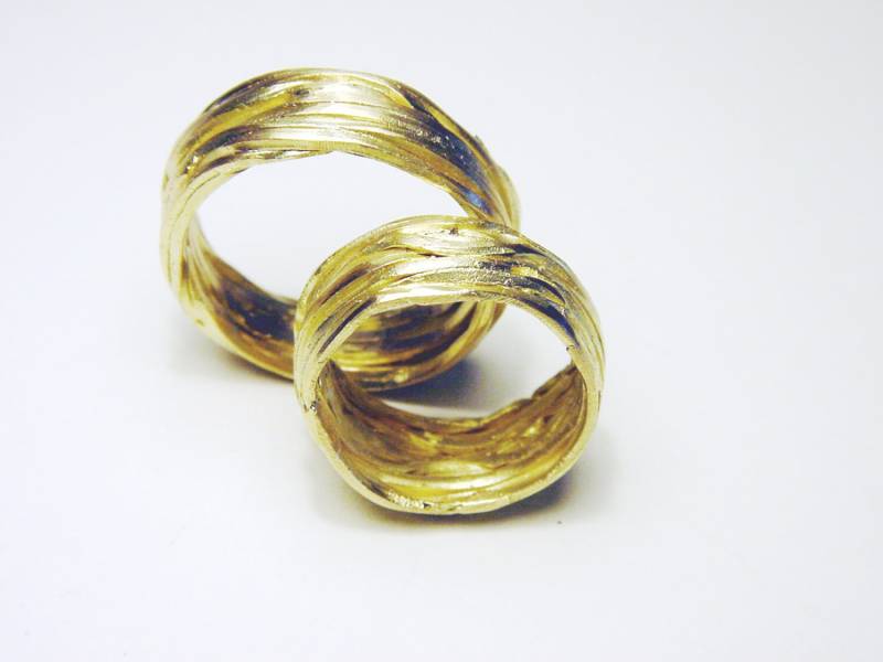 Handgearbeitete Eheringe Wickelringe Trauringe, Weddingrings 14K Gold , Eheringe Unikat Gelbgold Rosegold von artargentum