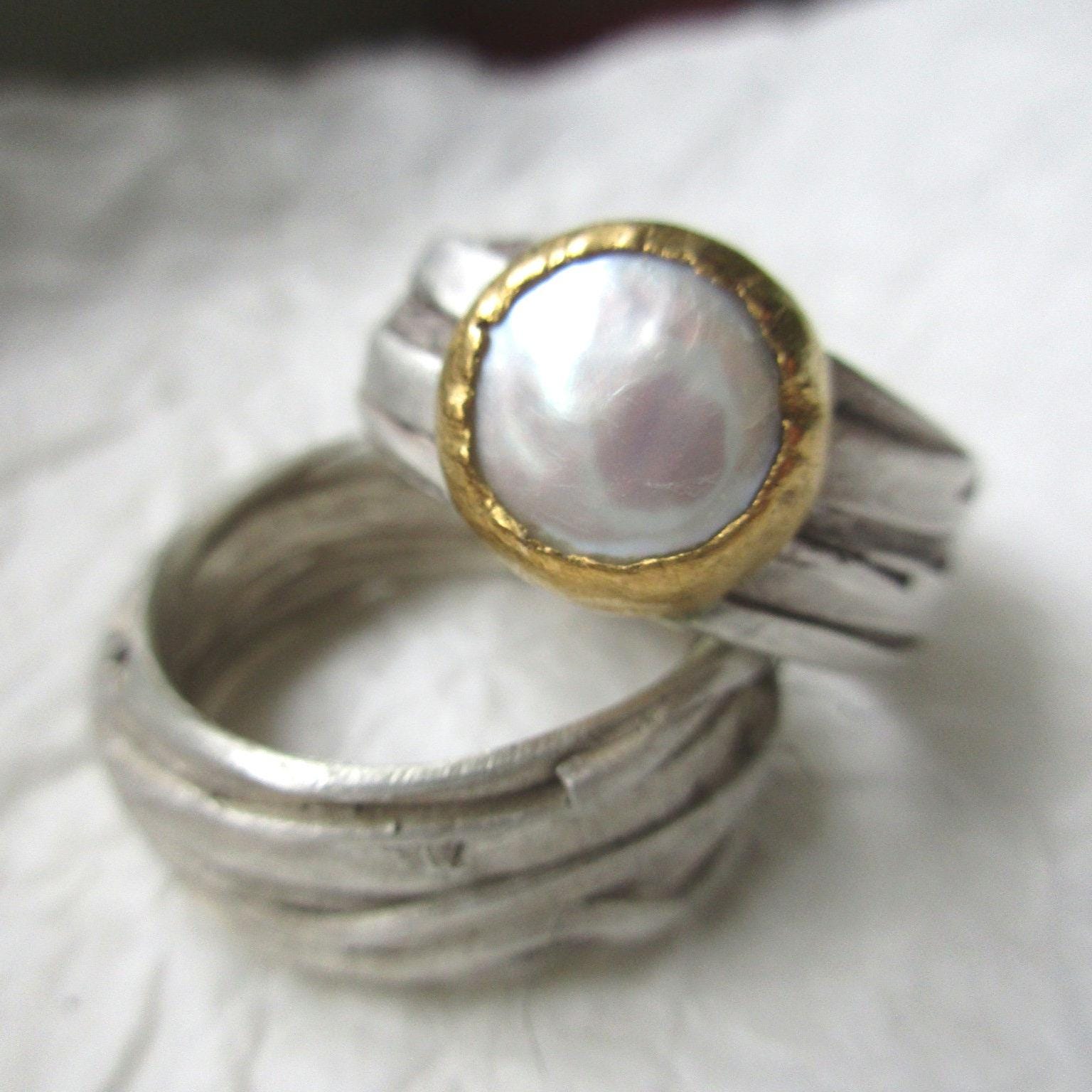 Ringpaar Außergewöhnlich Individuell Silber Gold Perle Bicolor Unikat Ringpaar Außergewöhnlich Individuell Silber Gold Perle Bicolor Unikat von artargentum